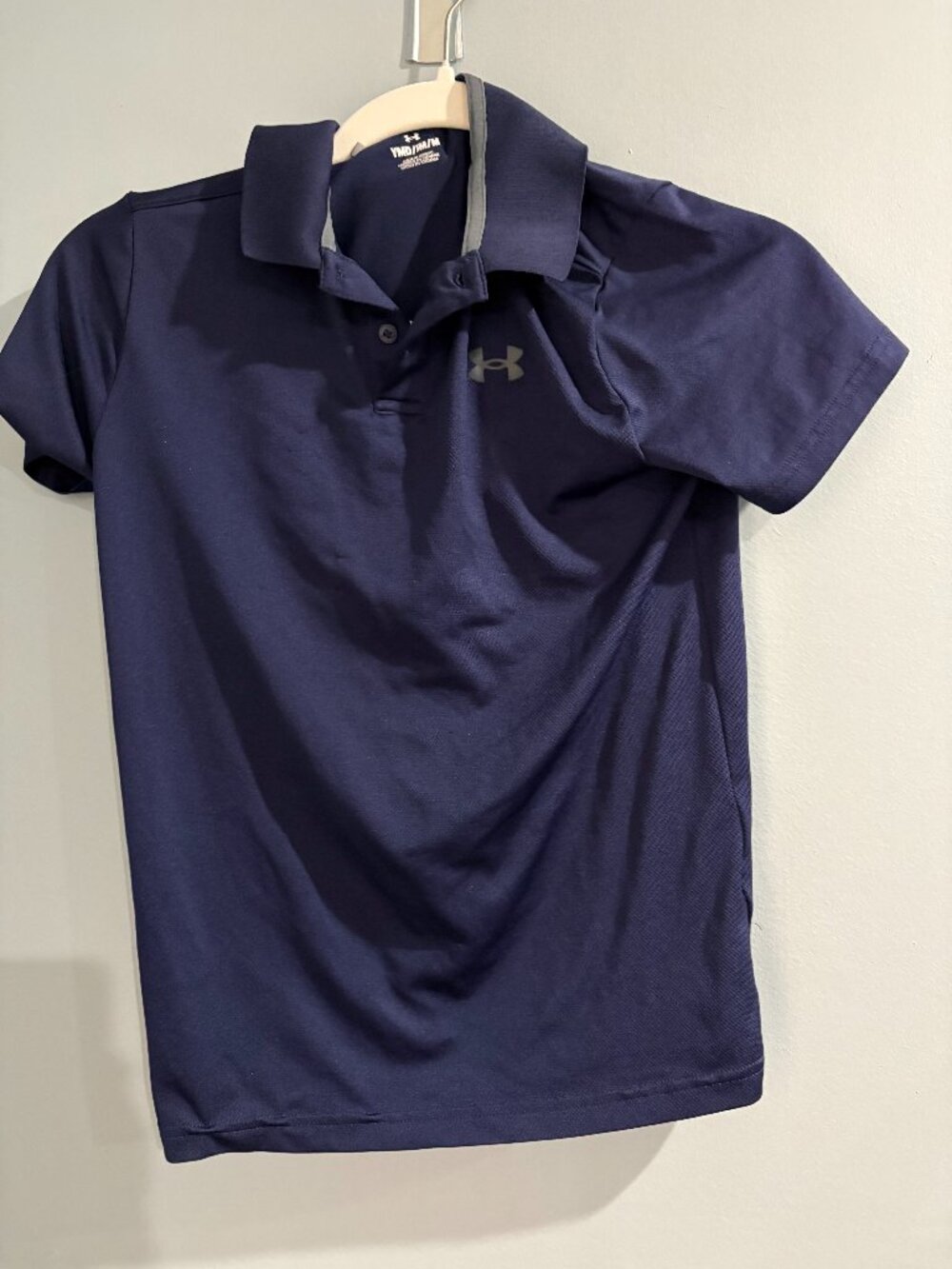 Under Armour Boys Performance Polo Navy Blue Size Medium Youth Short Sleeve
